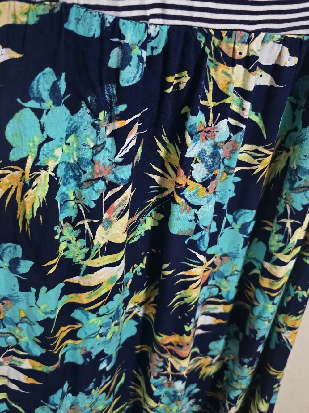 Mudd Y2K Navy Striped & Teal Floral Maxi Dress